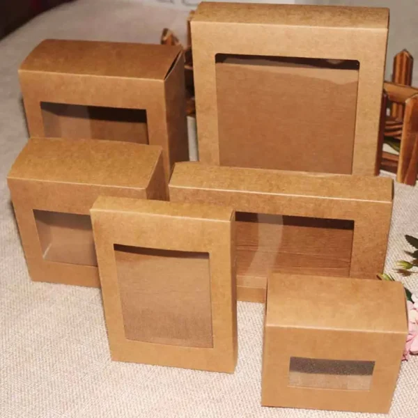 Boîte Kraft Cadeau avec fenêtre marron