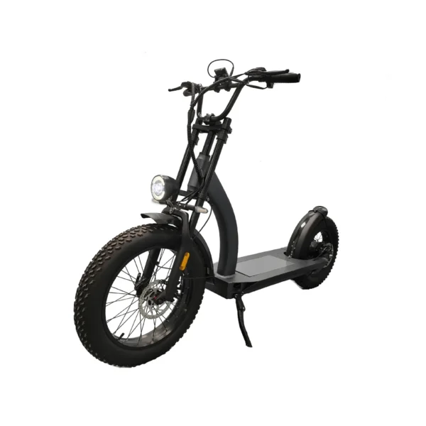 trottinette tout terrain électrique noire devant