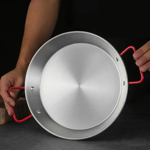 Poêle à paella en acier inoxydable 18-24 cm : antiadhésive avec double oreille, idéale pour cuisinière à gaz – Image 3